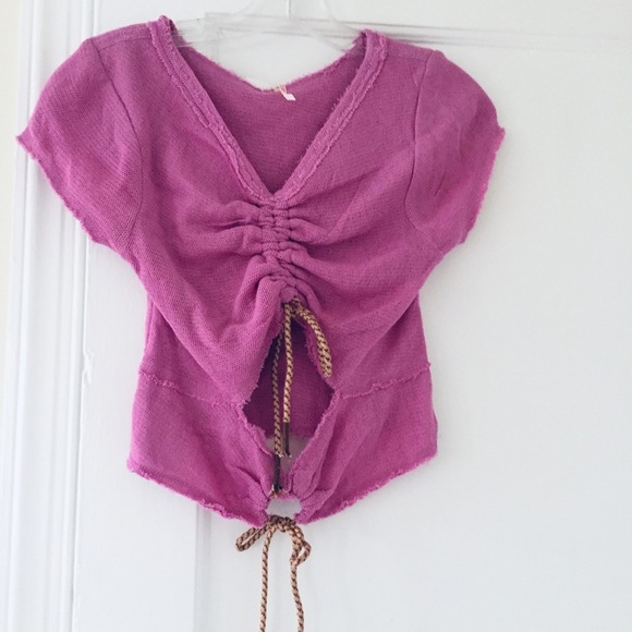 Free People Cotton Ruched Croptop Barbiecore - Picture 1 of 6